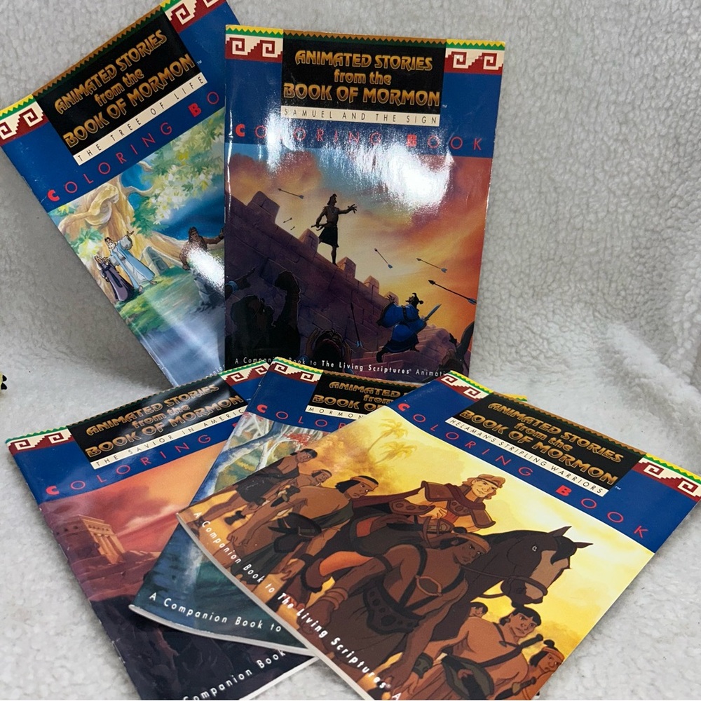 Animated Stories from the Book of Mormon 5 paperbook set coloring books 1991 vtg